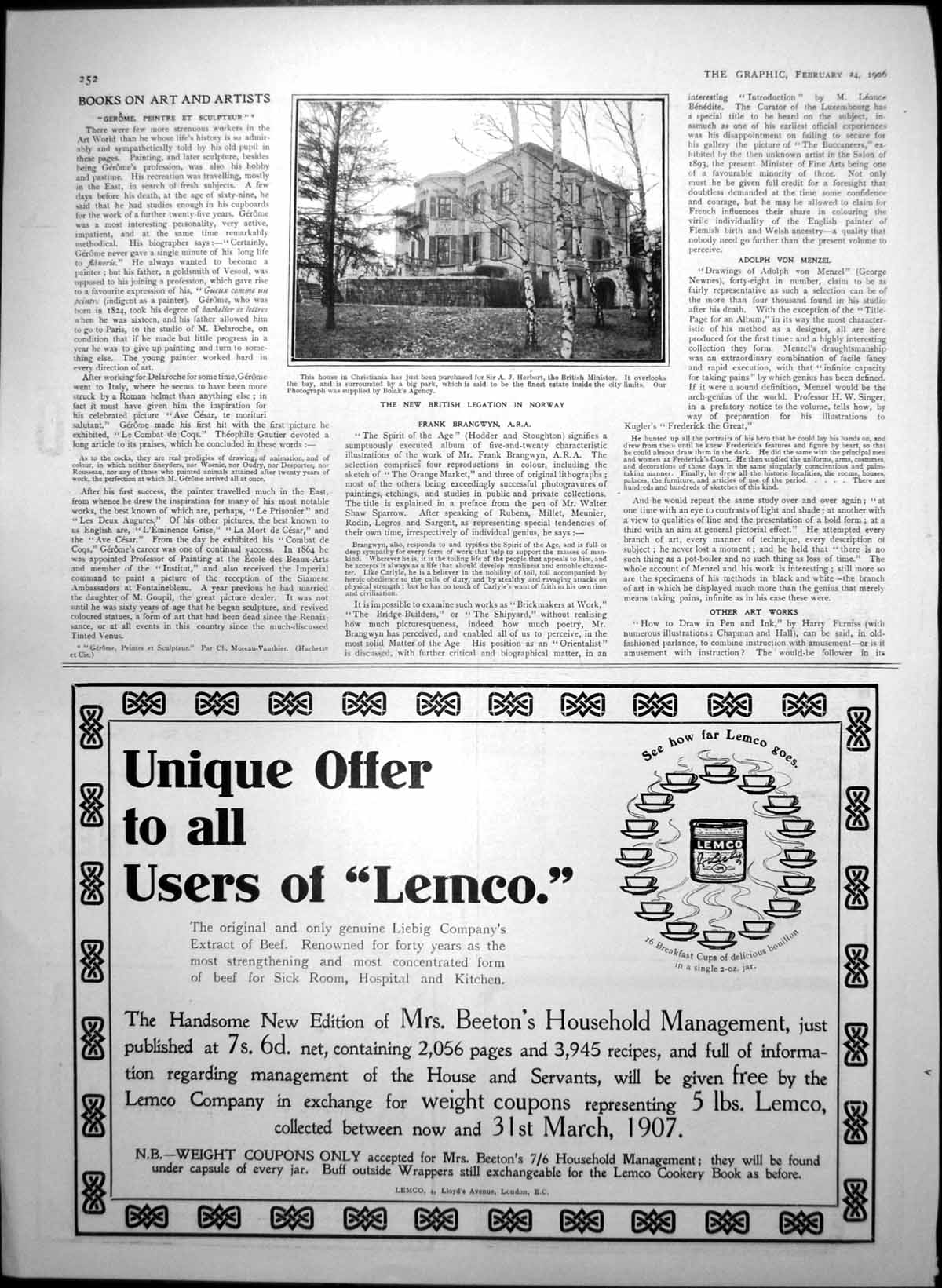 Antique Old Print British Legation Norway Lemco John Pound Dressing Case 1906