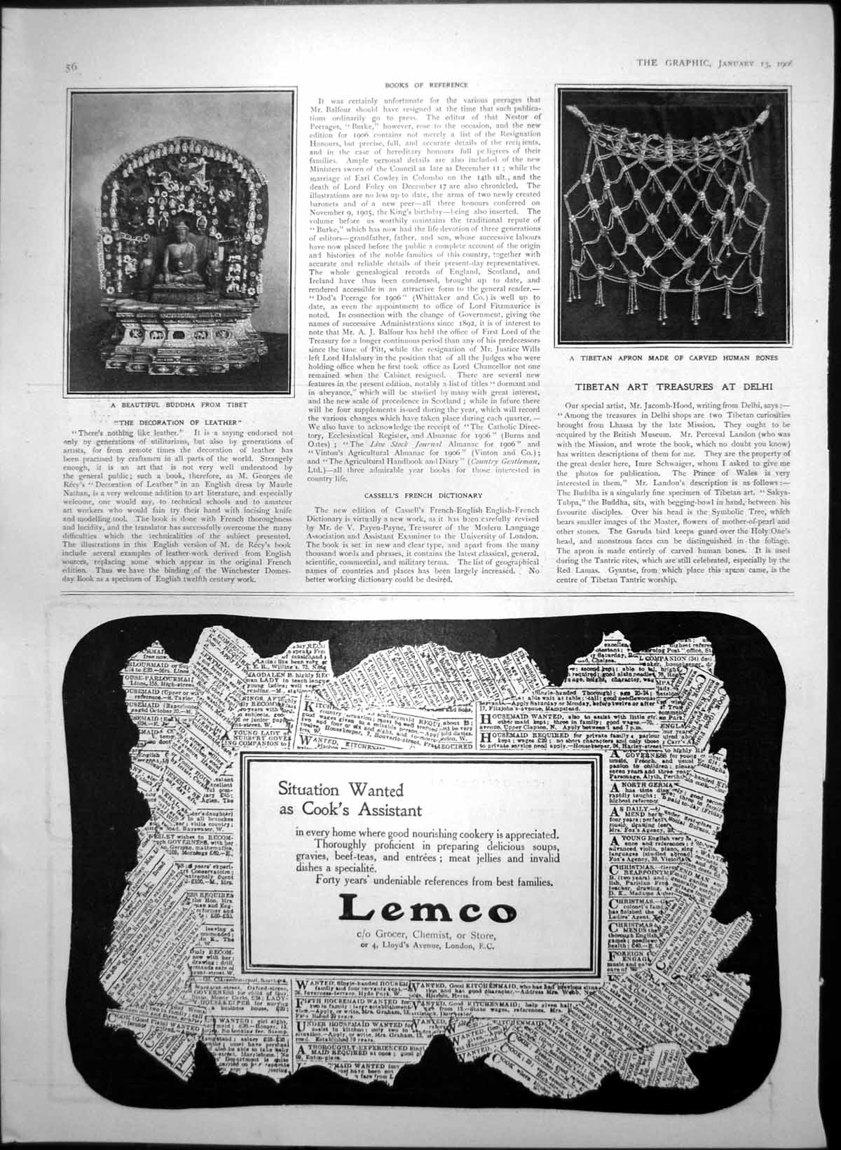 Antique Old Print Buddha Tibet Tibetan Apron Human Bones Colmans Mustard 1906