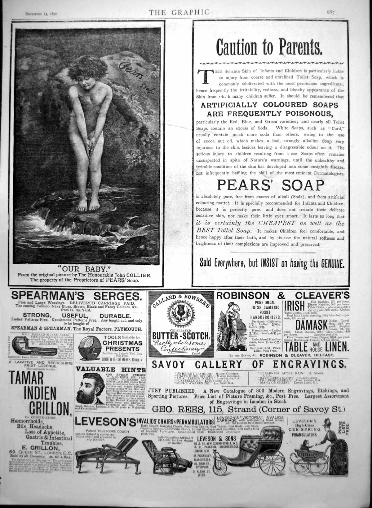 Antique Old Print Robinson Cleavers Table Linen Adams Furniture Polish 1890