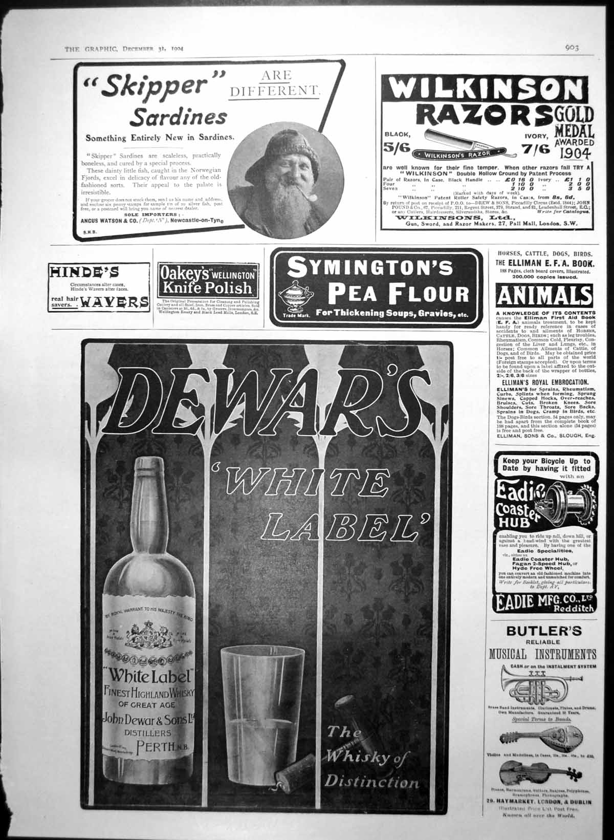 Old Skipper Sardines Dewars White Label Whisky G Lewis Gun Makers 190 20th