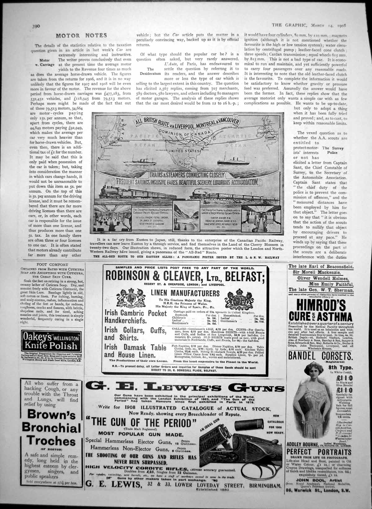 Antique Old Print All Red Route L & N W Railway Goerz Pagor Binoculars 1908