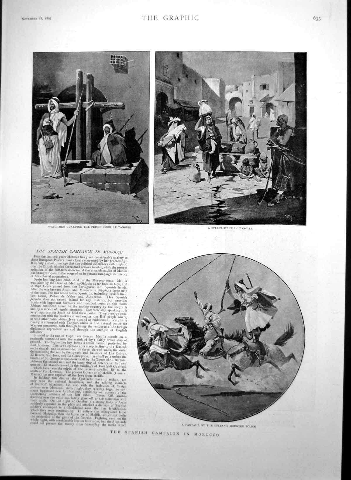 Antique Old Print Spanish Campaign Morocco Moorish Camel Driver Jewess 1893