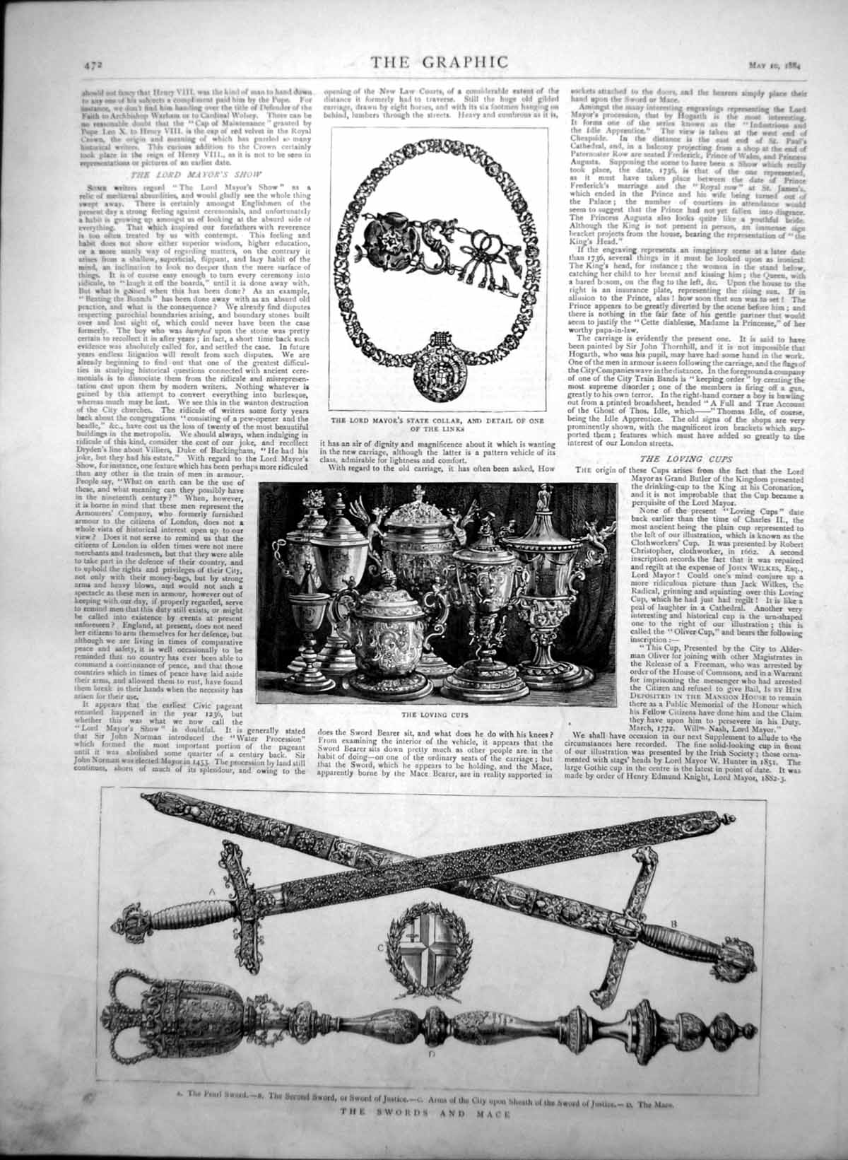 Old Lord Mayors Collar Sword Justice Mace Show Hogarth Carriage 1884 Victorian