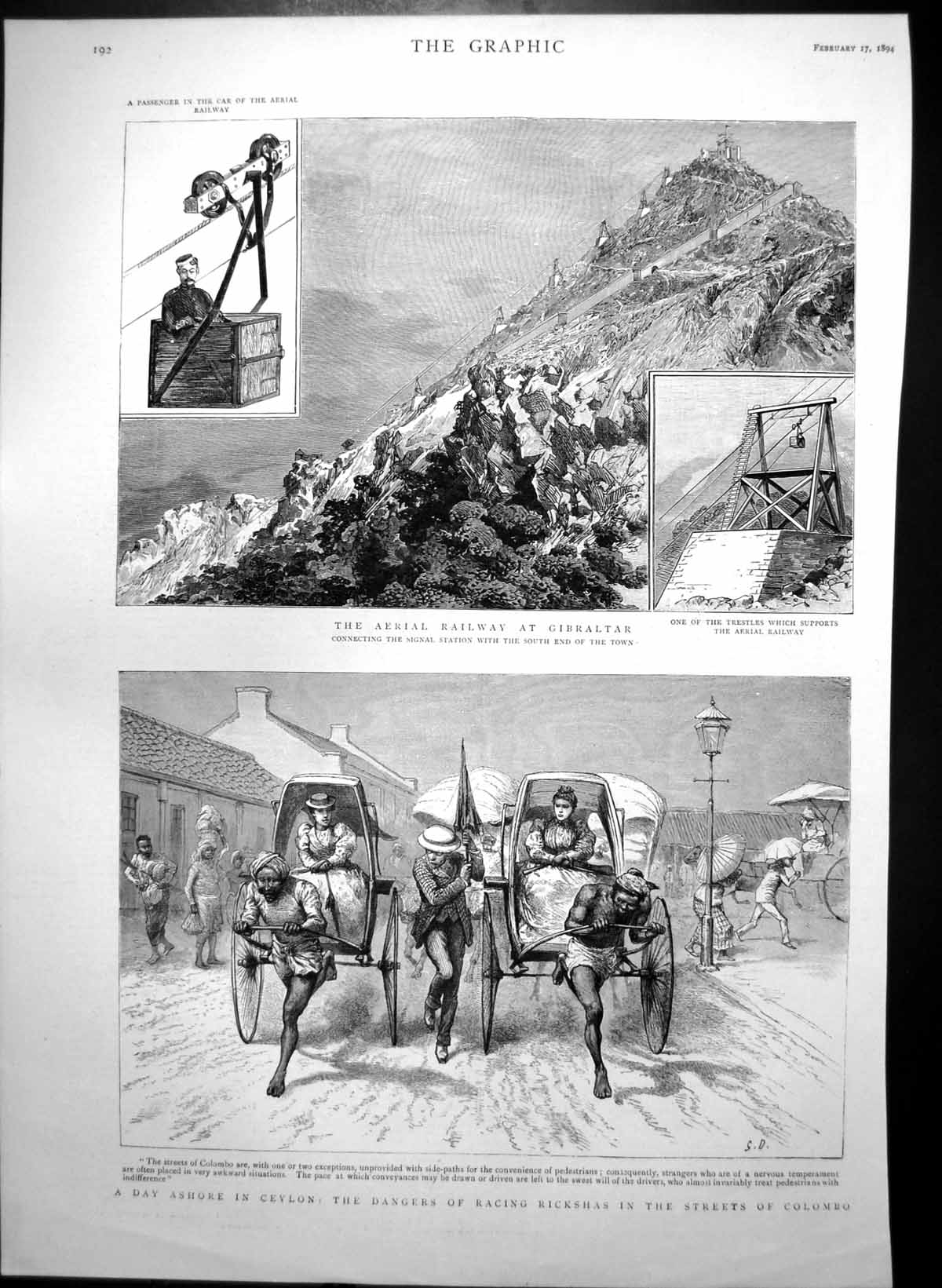Old Aerial Railway Gibraltar Racing Rickshas Colombo Dogs Islington 19th