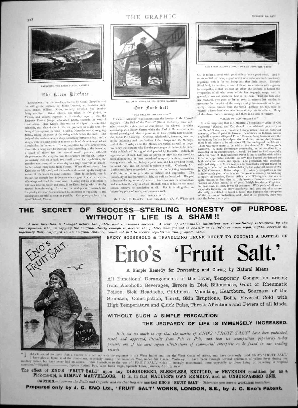 Old Launching Kress Flying Machine Enos Fruit Salt Sunlight Soap 1901 Victorian