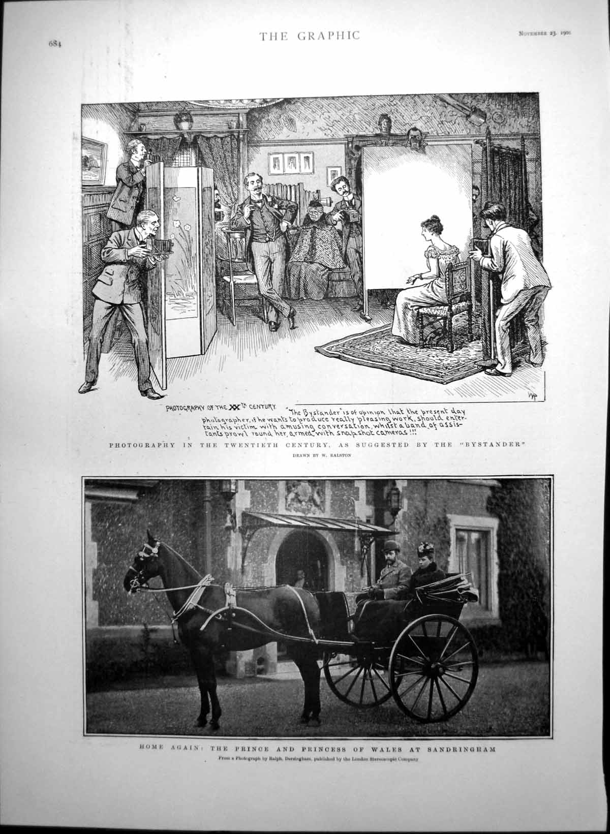 Old Print Photography 20th Century Prince Princess Wales Sandringham 1901