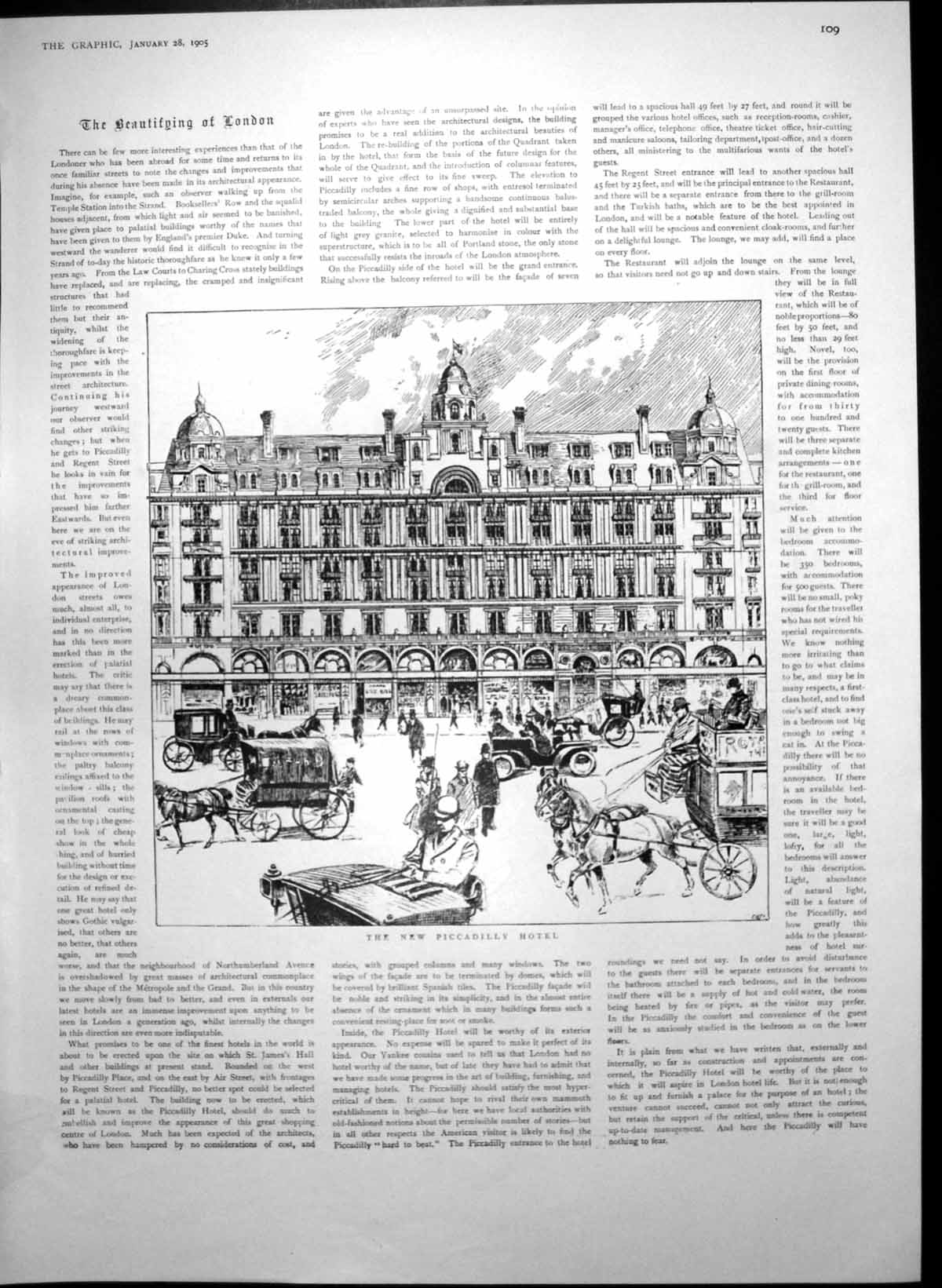 Old Print New Piccadilly Hotel Anthony Hopes Study George H Boughton 1905 20th