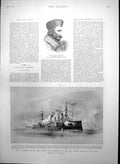 Antique Old Print Sher Afzul Khan Hms Terrible Cruiser Alfred Lyttlelton 1895
