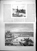Antique Old Print Slave Trade Mocambique Pier Town Camara Municipal Fort 1895