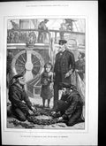 Old Antique Print Anniversary Trafalgar Onboard Victory Portsmouth 1881 19th