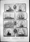 Antique Old Print Ships Fought Trafalgar Modern Descendants Britannia 1905 20th