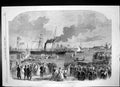 Original Old Antique Print Departure King Greeks Copenhagen Crowds Harbour 1863