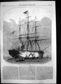 Original Old Antique Print New Double Screw Steam-Ship Far East 1863 Victorian