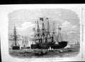 Antique Old Print Great Eastern Leaving Sheerness French Atlantic Cable 1869