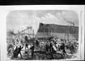 Original Old Antique Print Iron Clad Fleet Launch Northumberland Shes Off 1866
