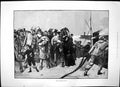 Old Antique Print After Rough Passage Crowd Looking Ill Quay Harbour 1883 19th