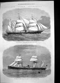 Antique Old Print Screw Steamships Northumberland Bertha Red Cross Line 1872