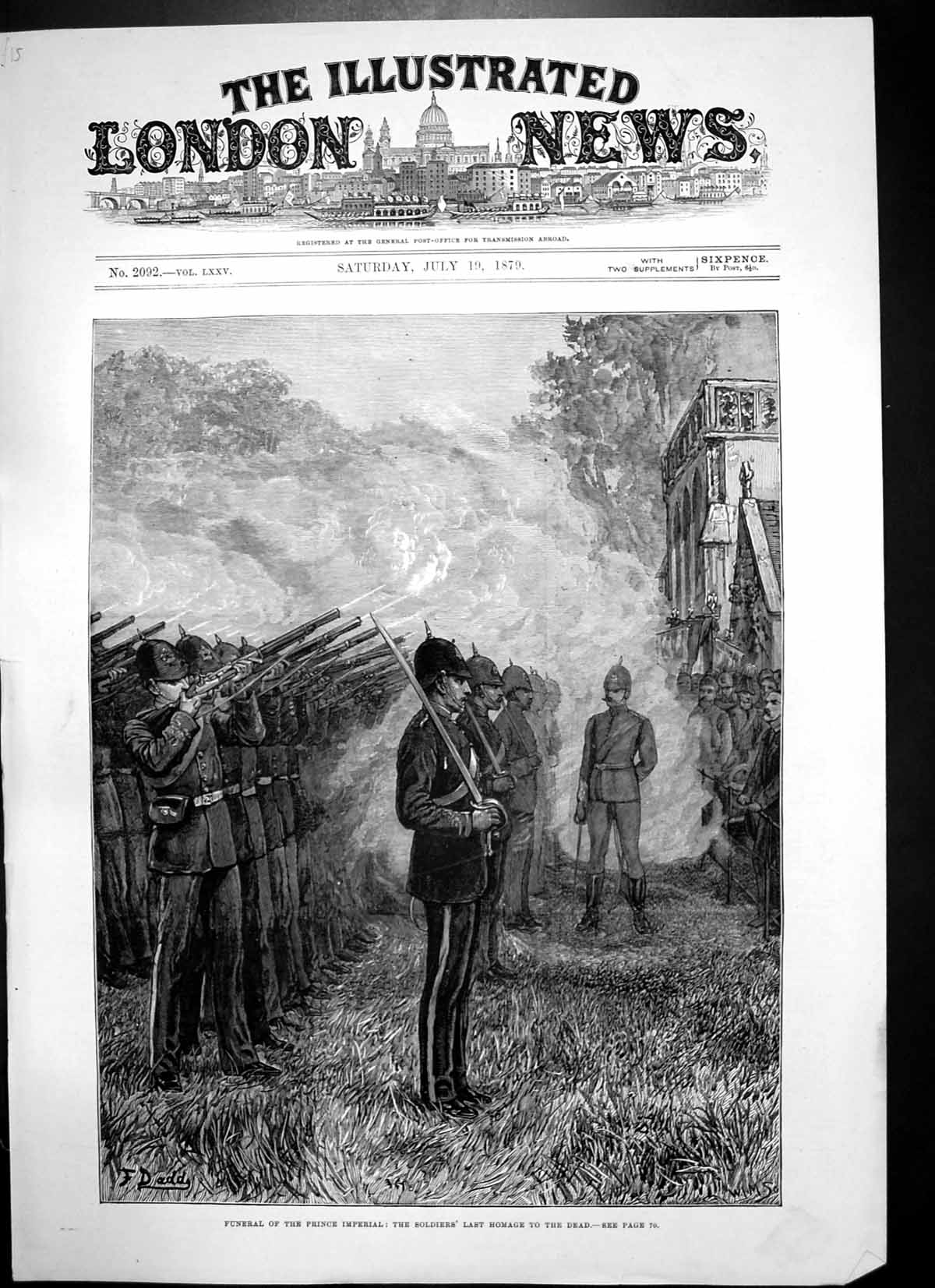 Old Antique Print Funeral Prince Imperial Soliers Last Homage Dead 1879 19th