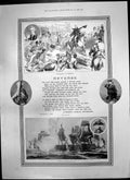 Antique Old Print Reverse Trafalgars Bay Sier Sailor Wellington Waterloo1899
