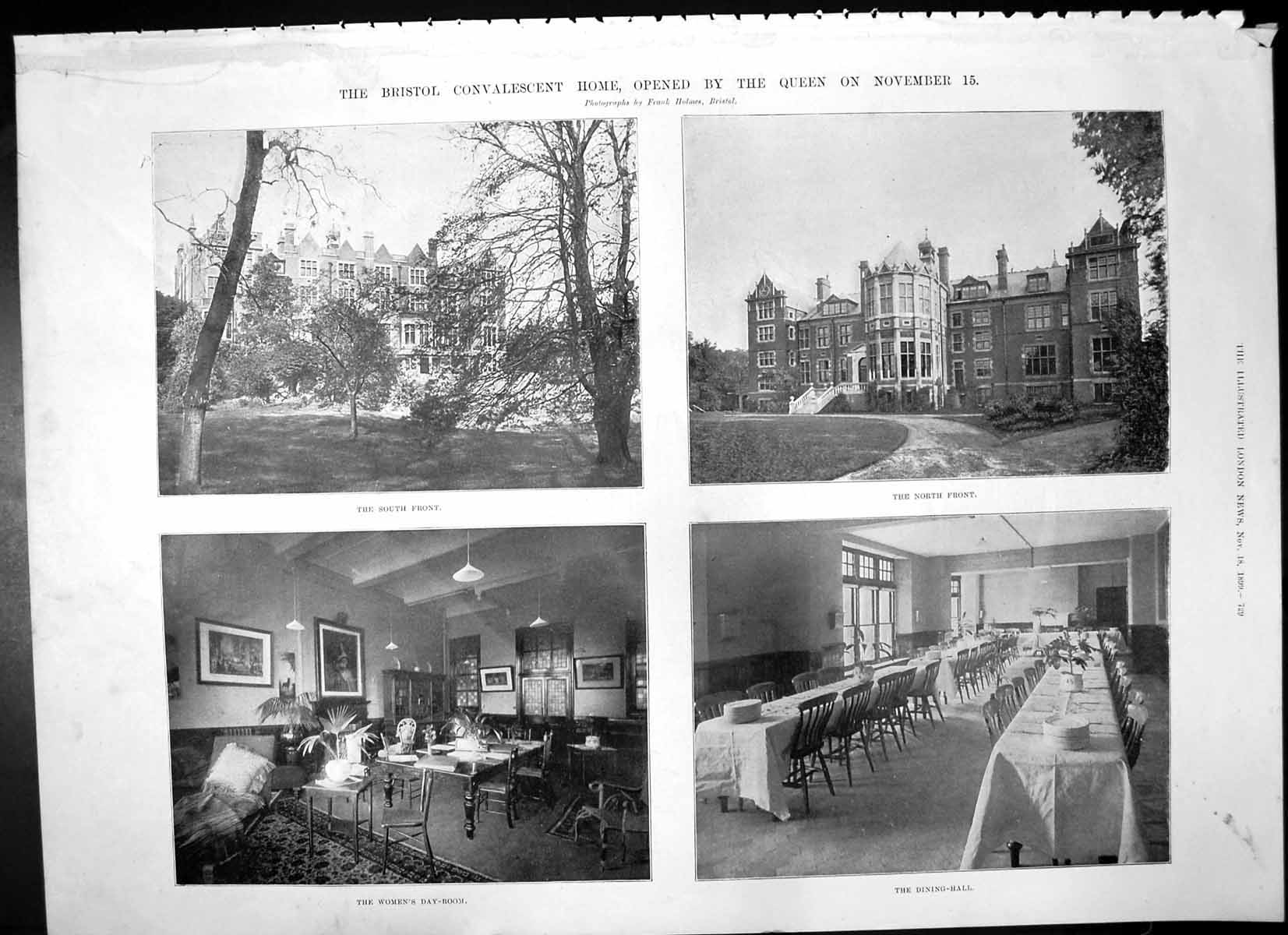 Old Antique Print Bristol Convalescent Home Opened Queen North Front 1899 19th
