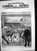 Antique Old Print Heave French English Seamen Assisting Stranded Cruiser 1891
