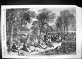 Antique Old Print Picnic Baltic Jw Carmichael Large Group Woods Eating 1856