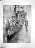 Original Old Antique Print War Preparations 27 Knot Torpedo Destroyer 1896