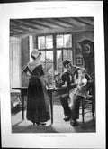 Old Antique Print Sailors Home-Coming Klinkenberg Doll Girl On Knee 1892 19th