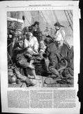 Original Old Antique Print Storm Sea J Morgan Playing Cards Onboard Ship 1861