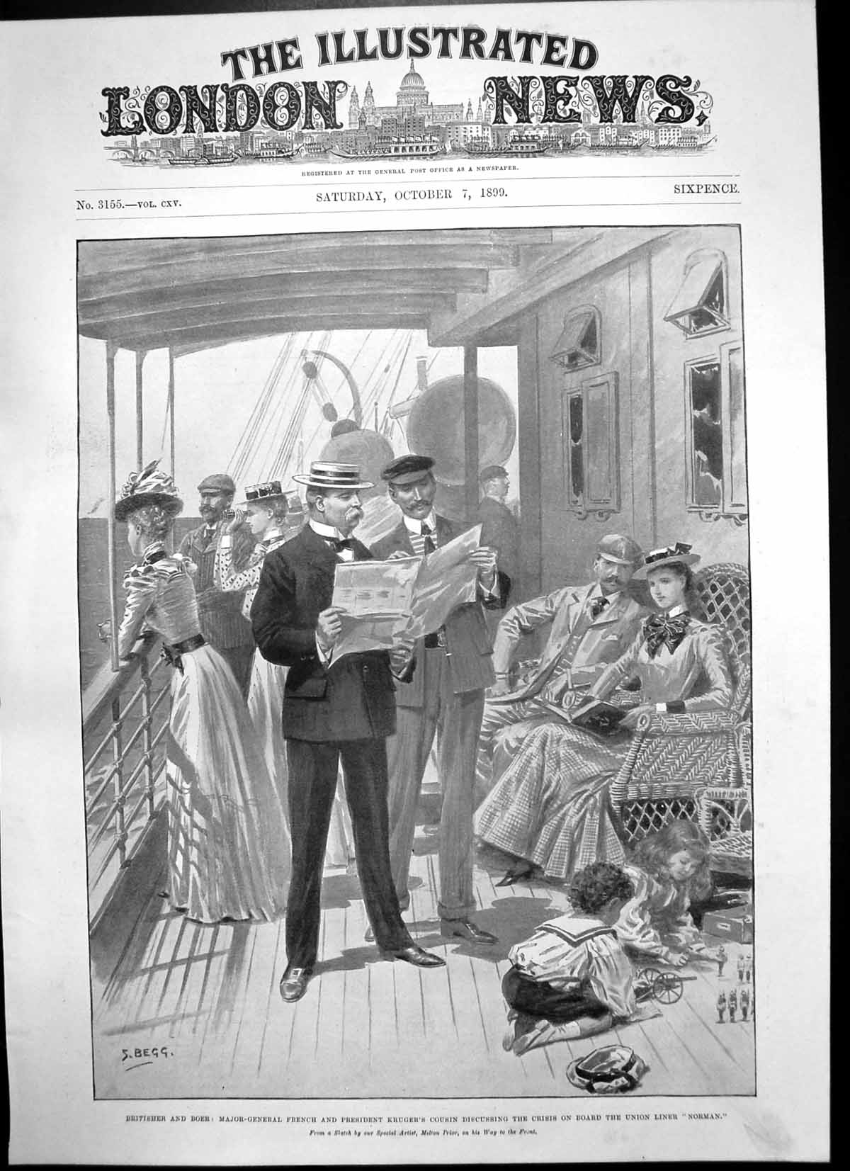 Antique Old Print Liner Norman Major Gen French Predident Krugers Cousin 1899