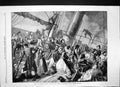 Original Old Antique Print Scene On Board French Steamer Havre Honfleur 1863