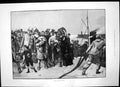 Antique Old Print Group Passengers Arrive Pier After Rough Passage Sea 1883