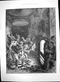Original Old Antique Print Under Forced Draught F Frenzeny Heroes HShip 1898
