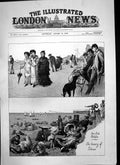 Old Print Sea Side Sketches Luxury Idleness Playing Sand Sun Bathing 1883 19th