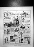 Old Antique Print Browns Betrothal Seaside Comedy Brown Young Lady 1885 19th