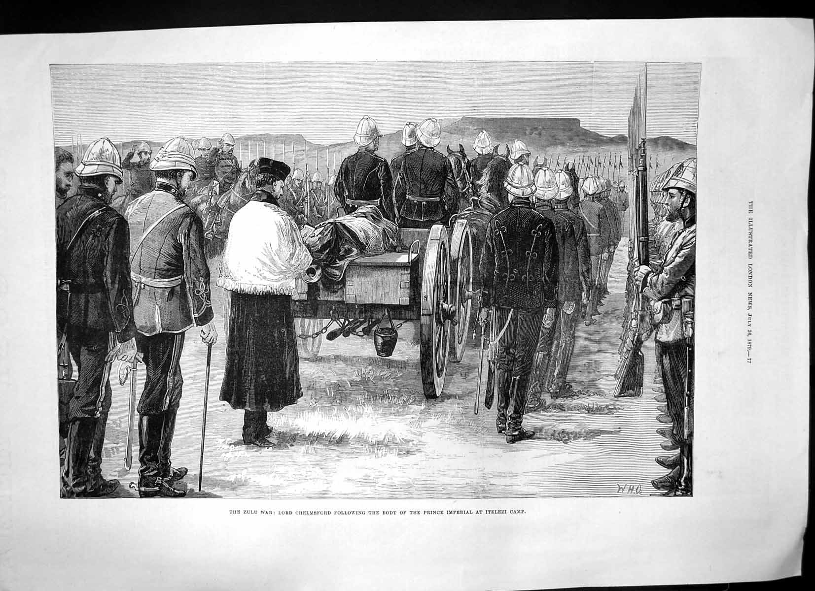 Old Print Zulu War Lord Chelmsford Body Prince Imperial Itelezi Camp1879 19th
