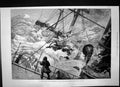 Original Old Antique Print Orient Line Steamer Chimborazo Gale Huge Waves 1880
