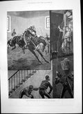 Original Old Antique Print Sketches Military Life New Subaltern Day Night 1890