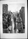 Original Old Antique Print Sketches Military Life Arrival New Subaltern 1890