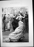 Original Old Antique Print Regimental Ball Honourable Artillery Company 1882