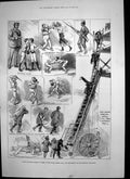 Old Print Grand Military Assault Arms Royal Albert Hall Egyptian Fund1883 19th