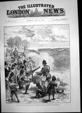 Old Antique Print Volunteers Defeat Invading Force Summerhouse Hill 1890 19th