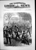 Old Antique Print Volunteer Review Affair Outposts Shooting Rifles 1882 19th