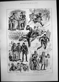 Antique Old Print En Route Easter Review Notes Volunteers Sketch Book 1882 19th