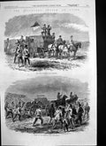 Original Old Antique Print Volunteer Review Dover Field Telegraph Wire 1869
