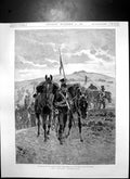 Old Antique Print Lancers Leading Horses Camp After Long Days March 1890 19th
