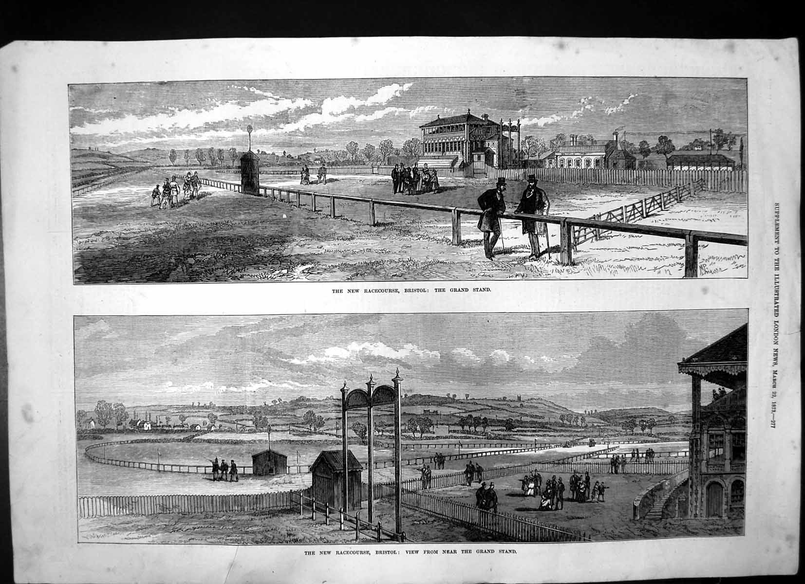 Antique Print New Racecourse Bristol Grand Stand View From Grand Stand1873 19th