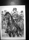 Original Old Antique Print Troopers 4Th Hussars Out Field Day Aldershot C 1890