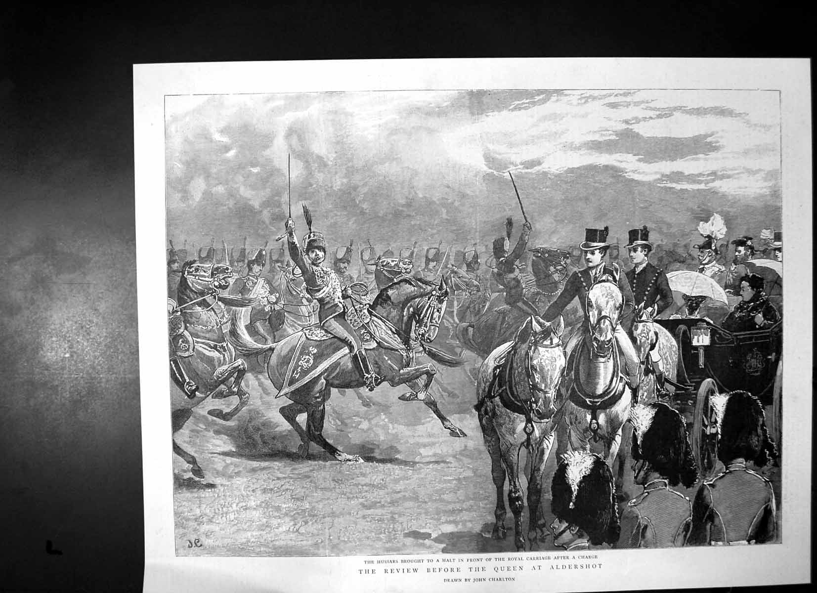 Old Antique Print Review Before Queen Aldershot Halt After Charge C 1889 19th
