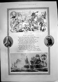 Original Old Antique Print Reverse Wellington Waterloo Trafalgars Bay 1899 19th